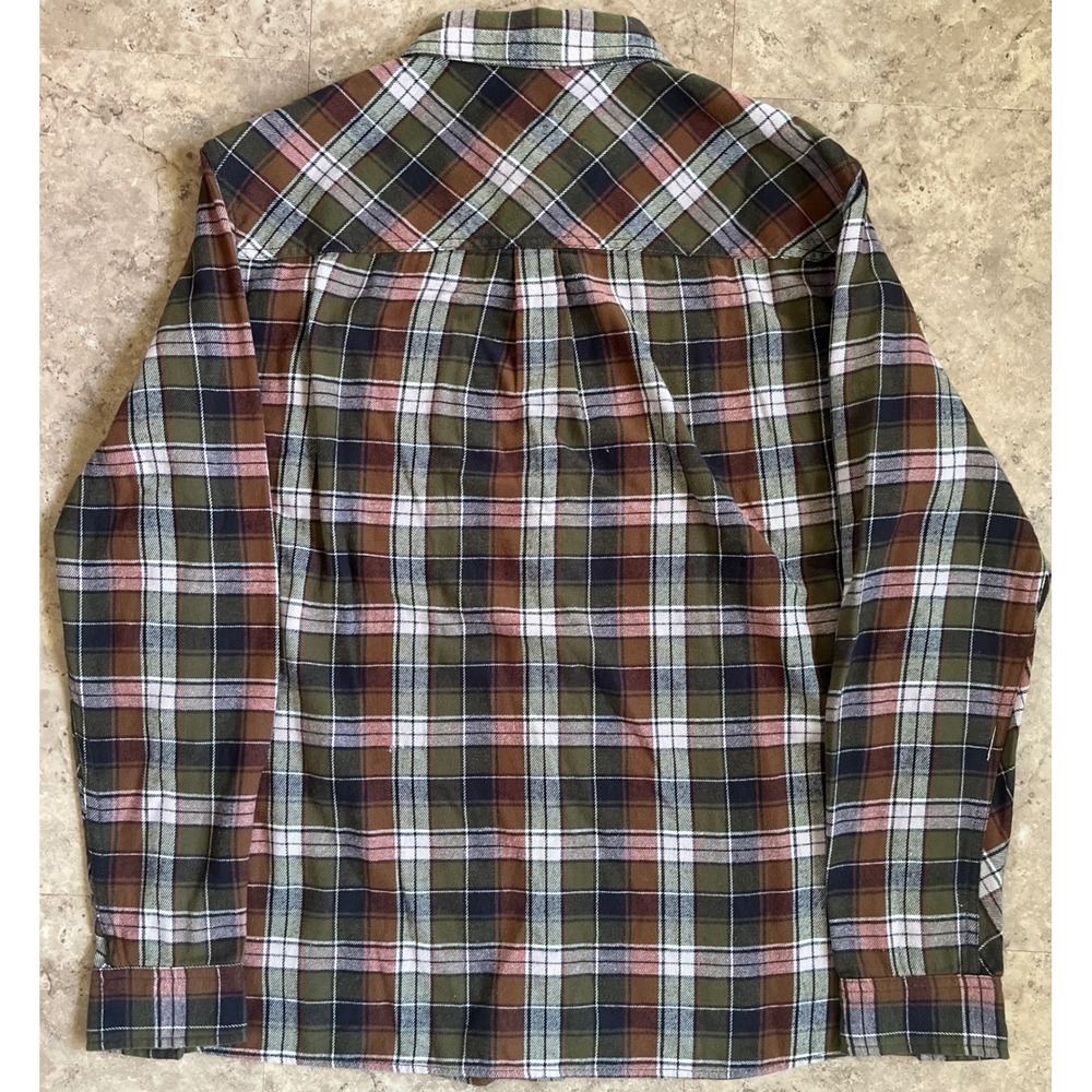 Carbon 2 Cobalt Mens‎ Plaid Flannel Button Down Shirt Green Brown Pink 133691 M - Picture 3 of 8